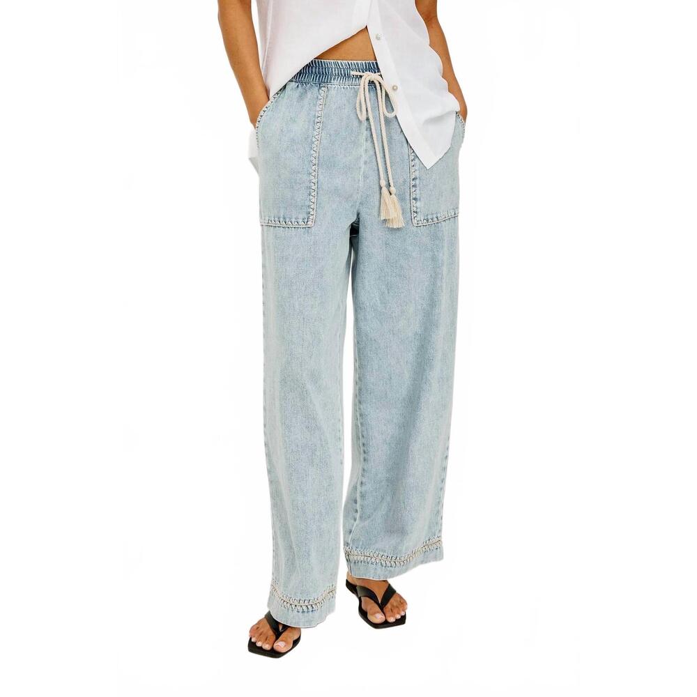 NEW RAILS campo pant in bleached indigo blanket stitch